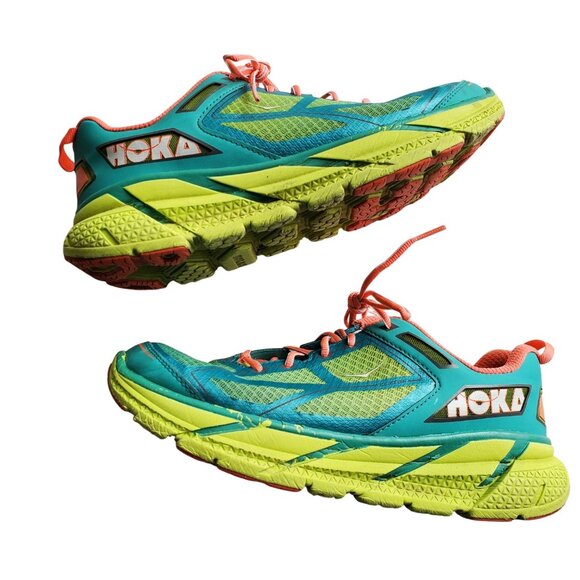 HOKA W Clifton Running ShoesSuper Bright Colors Size 9.5 - Picture 2 of 16